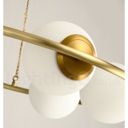 Lustre rond rustique en laiton pur de style haricot avec abat-jour blancs