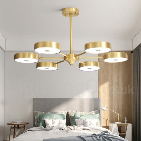 Lustre rustique rotatif en laiton pur avec abat-jour en acrylique Lustre rustique rotatif en laiton pur avec abat-jour en acrylique