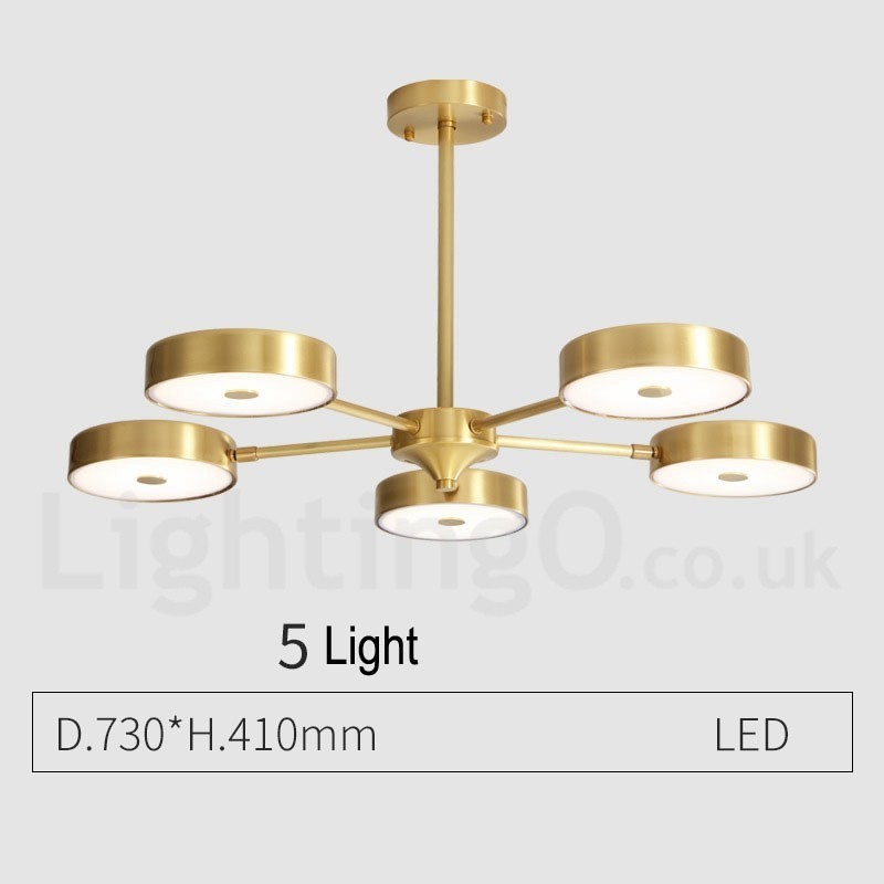 Lustre rustique rotatif en laiton pur avec abat-jour en acrylique