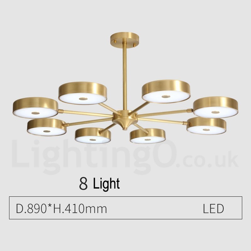Lustre rustique rotatif en laiton pur avec abat-jour en acrylique