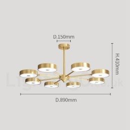 Lustre rustique rotatif en laiton pur avec abat-jour en acrylique