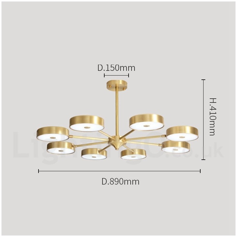 Lustre rustique rotatif en laiton pur avec abat-jour en acrylique