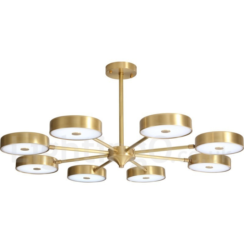 Lustre rustique rotatif en laiton pur avec abat-jour en acrylique
