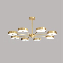 Lustre rustique rotatif en laiton pur avec abat-jour en acrylique