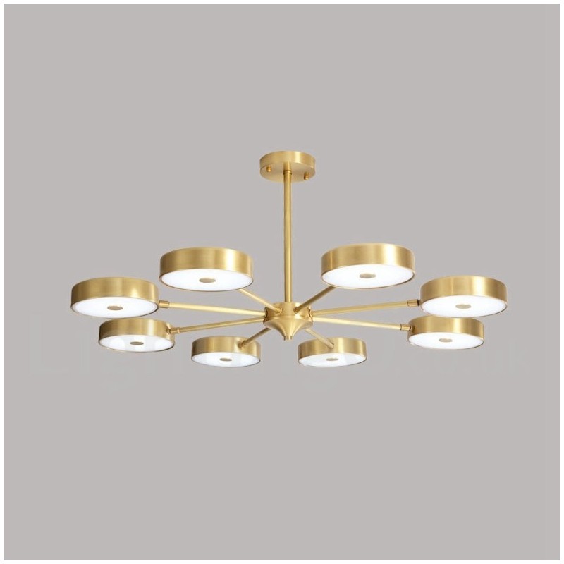Lustre rustique rotatif en laiton pur avec abat-jour en acrylique