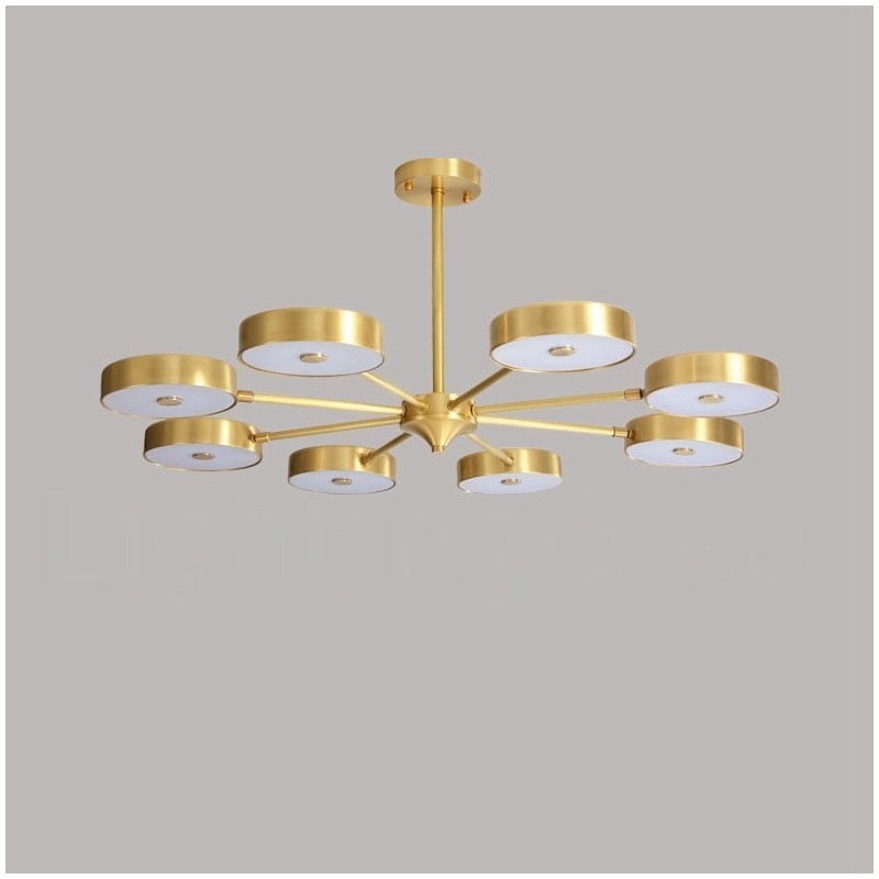 Lustre rustique rotatif en laiton pur avec abat-jour en acrylique