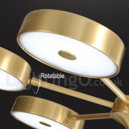 Lustre rustique rotatif en laiton pur avec abat-jour en acrylique