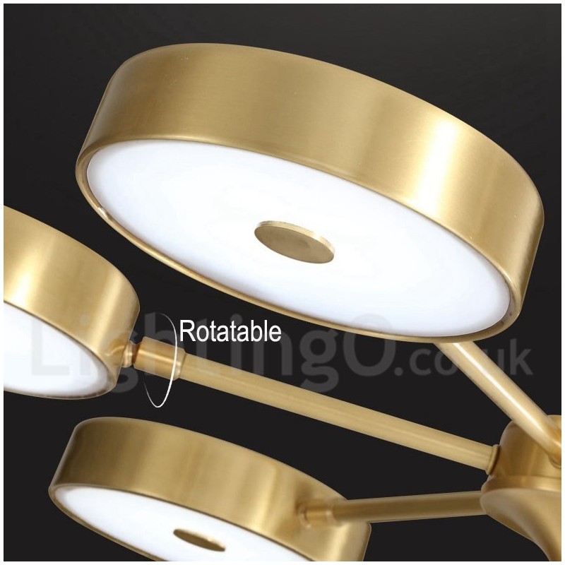 Lustre rustique rotatif en laiton pur avec abat-jour en acrylique