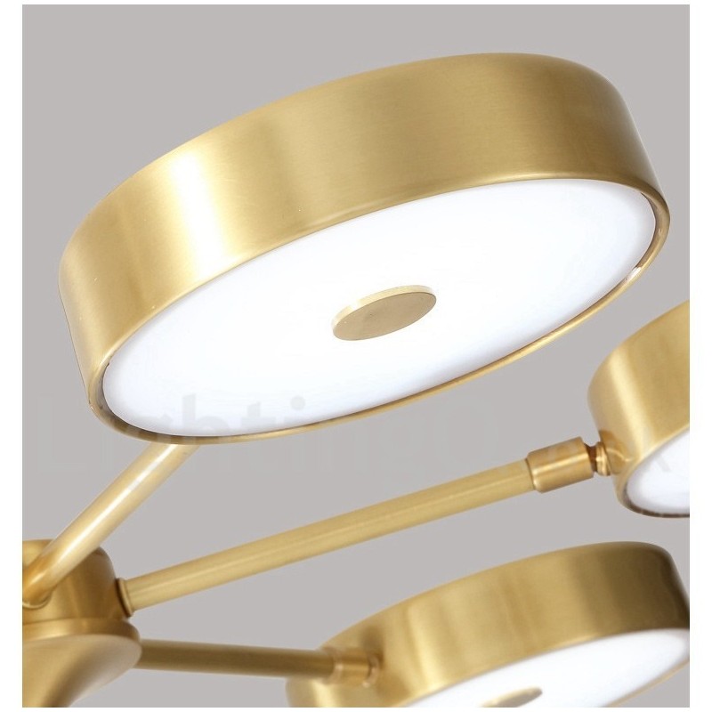 Lustre rustique rotatif en laiton pur avec abat-jour en acrylique