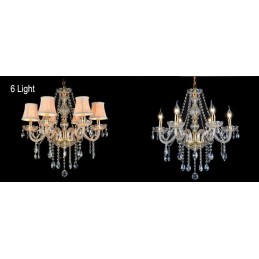 Lustre en cristal K9 de grande taille avec bougie dorée et abat-jour