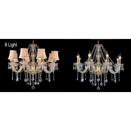 Lustre en cristal K9 de grande taille avec bougie dorée et abat-jour