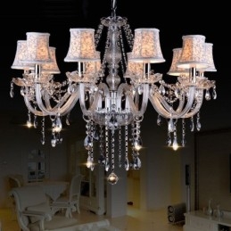 Lustre en cristal K9 de grande taille avec abat-jour Clear Candle