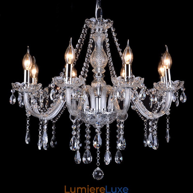 Lustre en cristal K9 de grande taille avec abat-jour Clear Candle