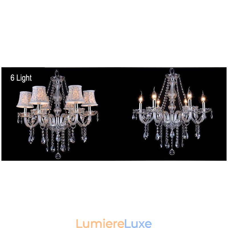 Lustre en cristal K9 de grande taille avec abat-jour Clear Candle