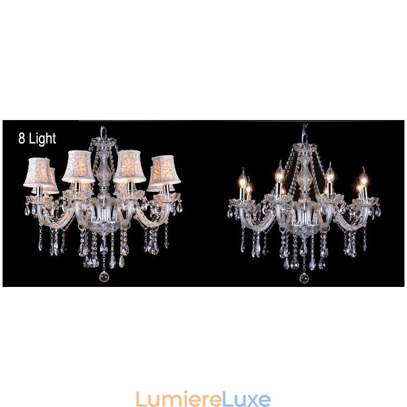Lustre en cristal K9 de grande taille avec abat-jour Clear Candle