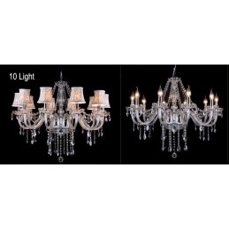 Lustre en cristal K9 de grande taille avec abat-jour Clear Candle
