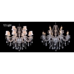 Lustre en cristal K9 de grande taille avec abat-jour Clear Candle