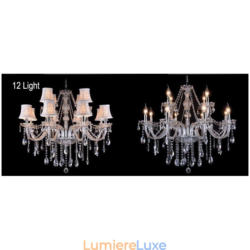 Lustre en cristal K9 de grande taille avec abat-jour Clear Candle