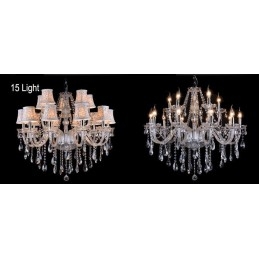 Lustre en cristal K9 de grande taille avec abat-jour Clear Candle