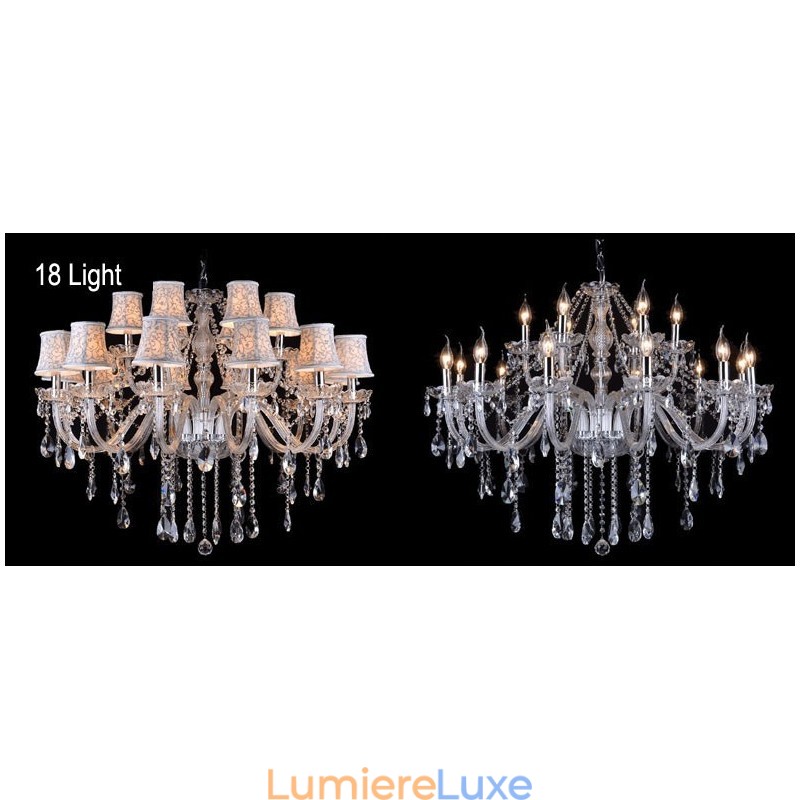 Lustre en cristal K9 de grande taille avec abat-jour Clear Candle