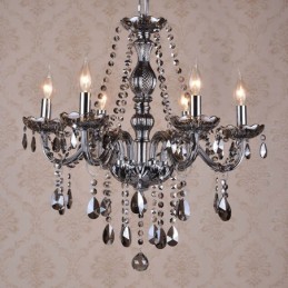Lustre en cristal K9 de grande taille avec bougie grise et abat-jour