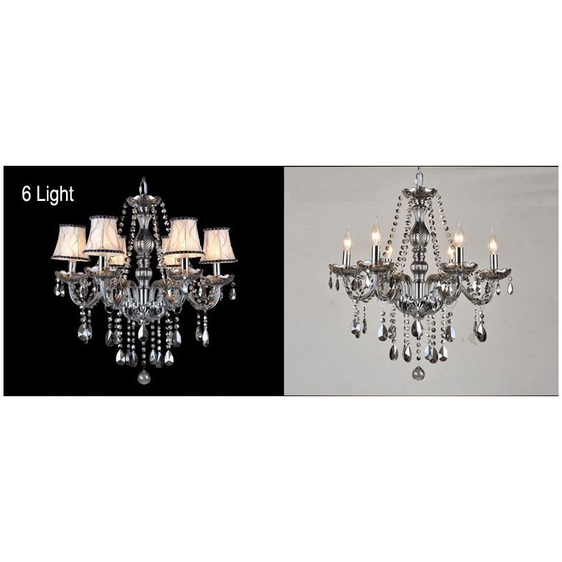 Lustre en cristal K9 de grande taille avec bougie grise et abat-jour