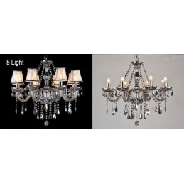 Lustre en cristal K9 de grande taille avec bougie grise et abat-jour