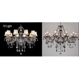 Lustre en cristal K9 de grande taille avec bougie grise et abat-jour