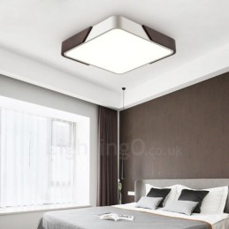 Plafonnier carré ultra fin en bois couleur noyer rétro à intensité variable avec abat-jour en acrylique, peut également être utilisé comme applique murale.
