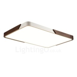 Plafonniers encastrés rectangulaires ultra-fins en bois couleur noyer rétro à intensité variable avec abat-jour en acrylique, peuvent également être utilisés comme applique murale.