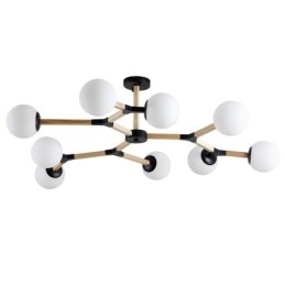 Lustre moléculaire en bois de style nordique moderne avec abat-jour en verre