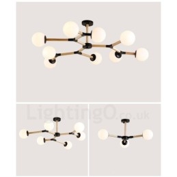 Lustre moléculaire en bois de style nordique moderne avec abat-jour en verre