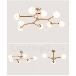Lustre moléculaire en bois de style nordique moderne avec abat-jour en verre
