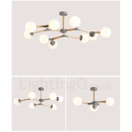 Lustre moléculaire en bois de style nordique moderne avec abat-jour en verre