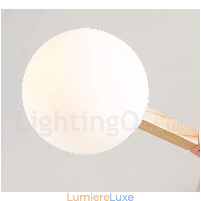 Lustre moléculaire en bois de style nordique moderne avec abat-jour en verre