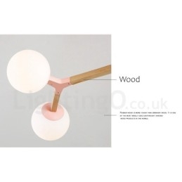 Lustre moléculaire en bois de style nordique moderne avec abat-jour en verre