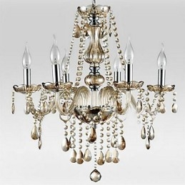 Lustre en verre à 6 lumières de style palais avec ampoule à bougie