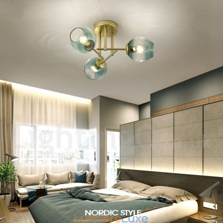 Lustre rustique Lodge à 3 lumières en acier inoxydable avec abat-jour en verre transparent ou bleu Lustre rustique Lodge à 3 lumières en acier inoxydable avec abat-jour en verre transparent ou bleu