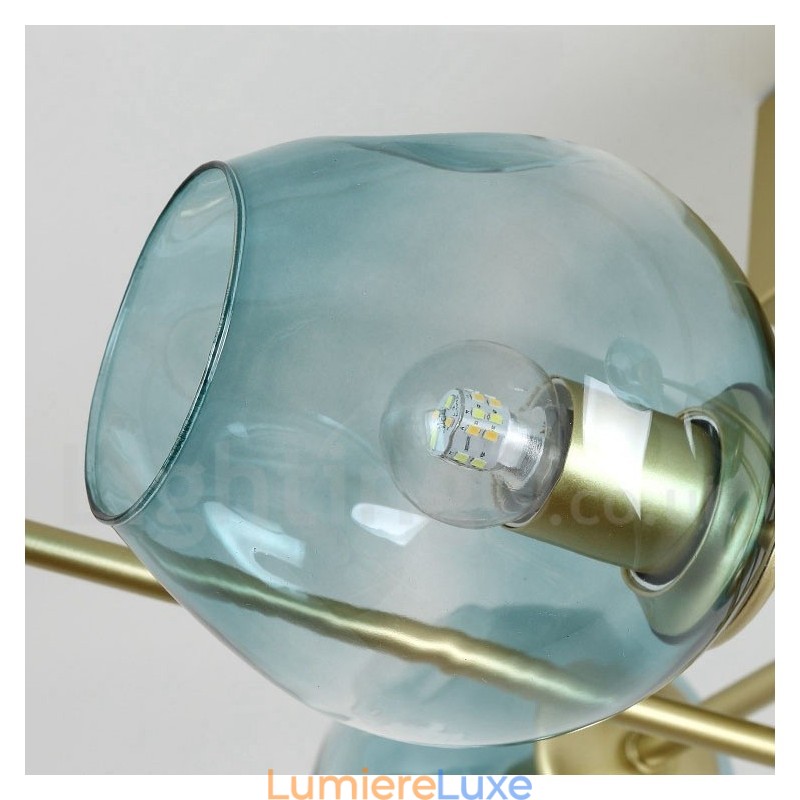 Lustre rustique Lodge à 3 lumières en acier inoxydable avec abat-jour en verre transparent ou bleu