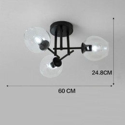 Lustre rustique Lodge à 3 lumières en acier inoxydable avec abat-jour en verre transparent ou bleu
