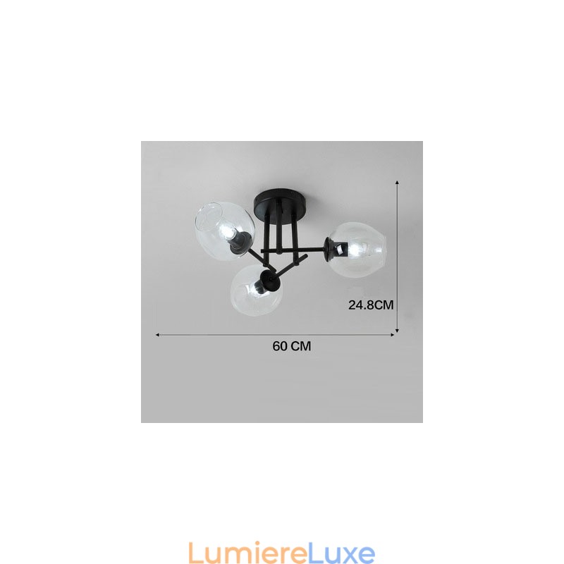 Lustre rustique Lodge à 3 lumières en acier inoxydable avec abat-jour en verre transparent ou bleu