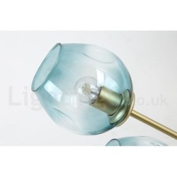 Lustre rustique Lodge à 6 lumières en acier inoxydable avec abat-jour en verre transparent ou bleu