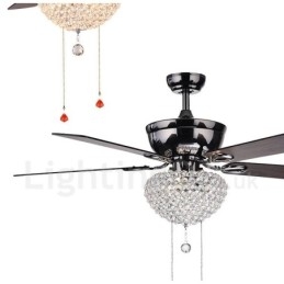 Ventilateur de plafond rétro en bois de style américain de 132 cm (52 po) avec télécommande et abat-jour en cristal, moteur silencieux en cuivre pur