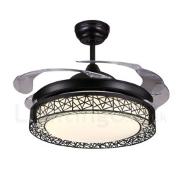 Ventilateur de plafond creux moderne et contemporain de 108 cm (42 po) à 91 cm (36 po), avec télécommande et abat-jour en acrylique, moteur silencieux en cuivre pur