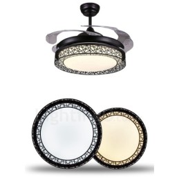 Ventilateur de plafond creux moderne et contemporain de 108 cm (42 po) à 91 cm (36 po), avec télécommande et abat-jour en acrylique, moteur silencieux en cuivre pur