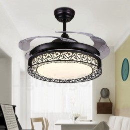 Ventilateur de plafond creux moderne et contemporain de 108 cm (42 po) à 91 cm (36 po), avec télécommande et abat-jour en acrylique, moteur silencieux en cuivre pur