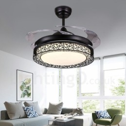 Ventilateur de plafond creux moderne et contemporain de 108 cm (42 po) à 91 cm (36 po), avec télécommande et abat-jour en acrylique, moteur silencieux en cuivre pur