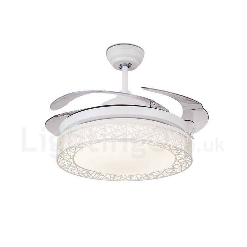 Ventilateur de plafond creux moderne et contemporain de 108 cm (42 po) à 91 cm (36 po), avec télécommande et abat-jour en acrylique, moteur silencieux en cuivre pur