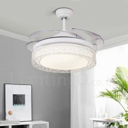 Ventilateur de plafond creux moderne et contemporain de 108 cm (42 po) à 91 cm (36 po), avec télécommande et abat-jour en acrylique, moteur silencieux en cuivre pur