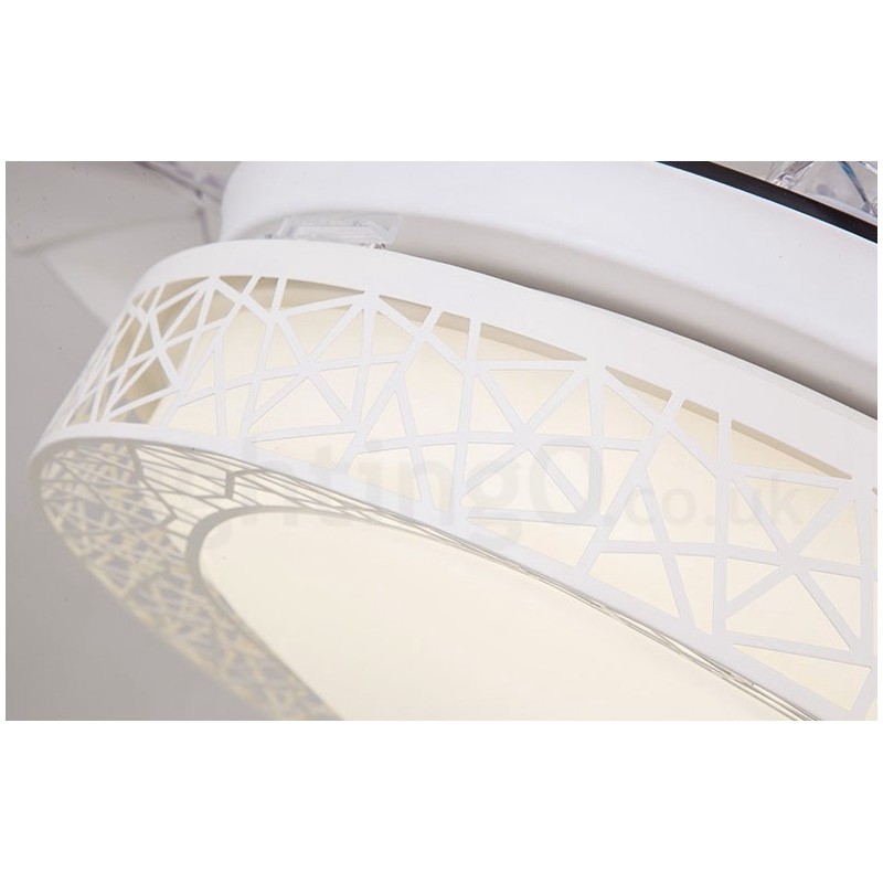 Ventilateur de plafond creux moderne et contemporain de 108 cm (42 po) à 91 cm (36 po), avec télécommande et abat-jour en acrylique, moteur silencieux en cuivre pur